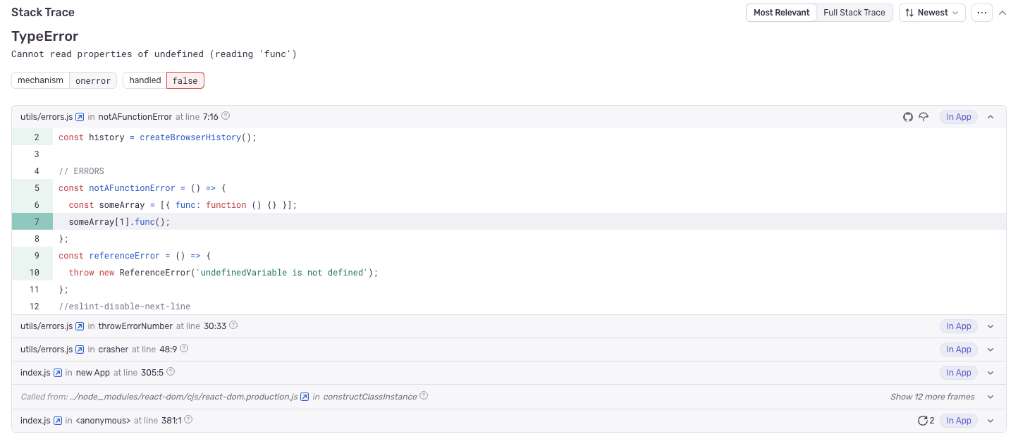 good stack trace example