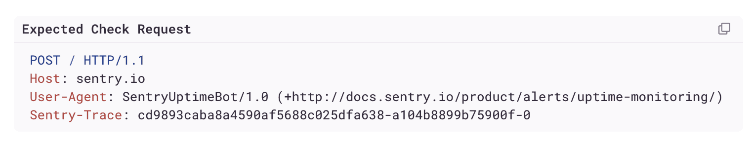 Uptime alert expected request